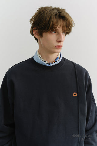 UNISEX DUNST LOGO CREASE SWEATSHIRT FRENCH NAVY