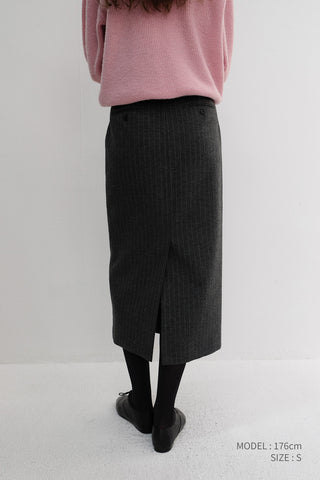 H-LINE LONG SKIRT GREY STRIPE