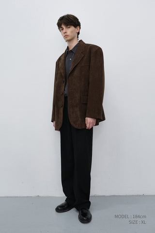 UNISEX RELAXED ALTER-SUEDE HALF JACKET BROWN