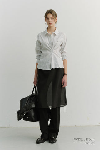 2-WAY ESSENTIAL STRIPED SHIRT GREY STRIPE