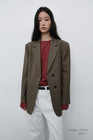 ESSENTIAL 2 BUTTON WOOL BLAZER MOCHA BROWN