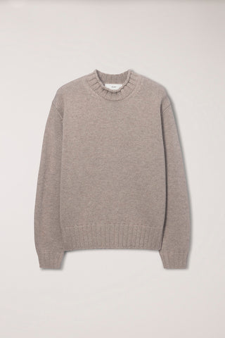 UNISEX CHUNKY ROLL NECK SWEATER LIGHT PEBBLE