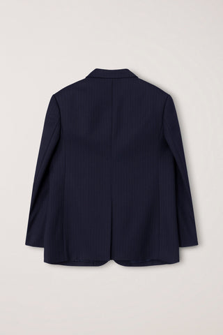 UNISEX CLASSIC 3 BUTTON WOOL BLAZER NAVY STRIPE