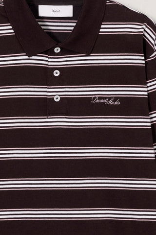 UNISEX MULTI STRIPE COLLARED T-SHIRT BROWN STRIPE