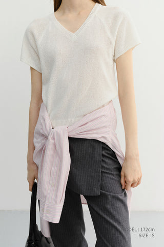 SUMMER LINEN V-NECK KNIT IVORY