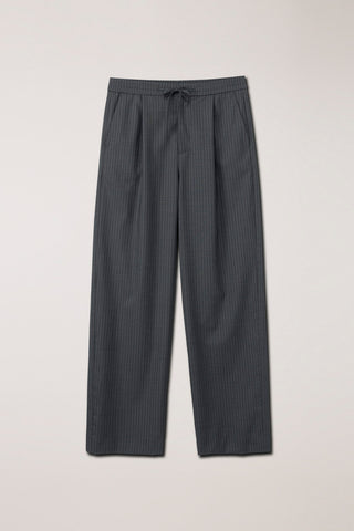 LOUNGE WOOL SLACKS GREY STRIPE