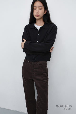 UNISEX COLLARED KNIT CARDIGAN BLACK