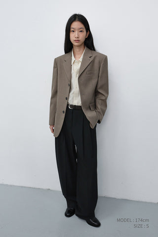 UNISEX CLASSIC 3 BUTTON WOOL BLAZER KHAKI BEIGE