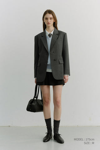 ESSENTIAL 2 BUTTON WOOL BLAZER MELANGE GREY