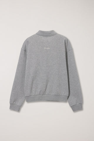 UNISEX LEATHER LOGO COLLARED T-SHIRT MELANGE GREY