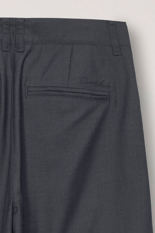 SUMMER DOUBLE PLEATED CHINO SLACKS CHARCOAL GREY