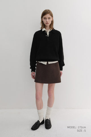 WOOL MINI SKIRT DEEP BROWN