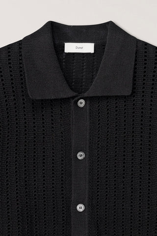 CROCHET COLLARED CARDIGAN BLACK