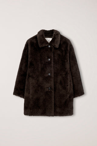 FLUFFY FUR JACKET BROWN
