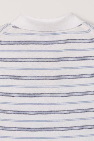 UNISEX STRIPED POLO KNIT WHITE SOFT BLUE