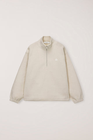 [1st Pre-order: Dec 27 (L,XL)]UNISEX HALF ZIP-UP FLEECE SWEATSHIRT CREAM