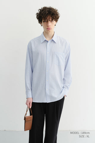 UNISEX CLASSIC STRIPED BD OVERSHIRT BLUE