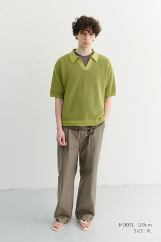 UNISEX CHUNKY POLO KNIT OLIVE