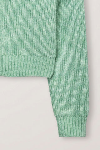 UNISEX HIGH NECK BUTTON CARDIGAN SOFT GREEN