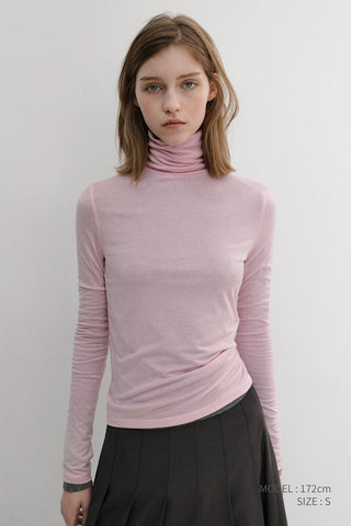 ESSENTIAL ROLL NECK TOP SOFT PINK