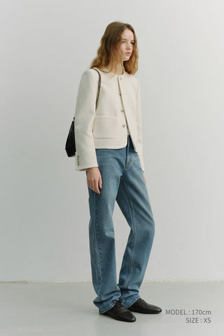 UNISEX CLASSIC BOUCLE TWEED JACKET CREAM