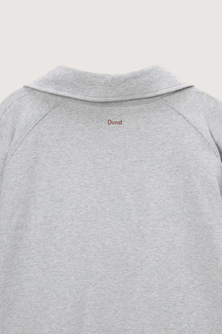 UNISEX LEATHER LOGO HALF ZIP-UP SWEATSHIRT MELANGE GREY