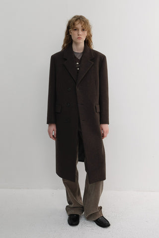 UNISEX BOXY TAILORED COAT DEEP BROWN