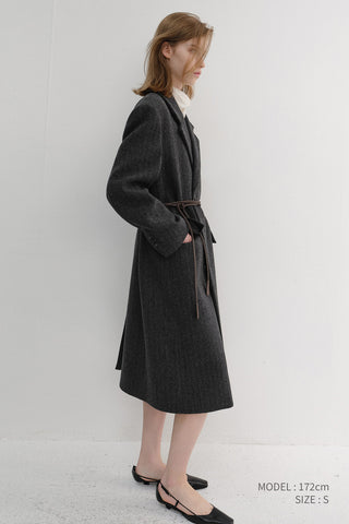 UNISEX BOXY TAILORED COAT GREY HERRINGBONE