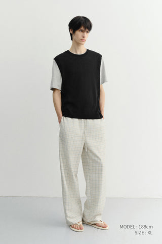 UNISEX CHECKED PAJAMA SLACKS OLIVE CHECK