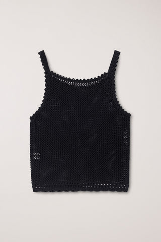 CROCHET BUSTIER KNIT TOP BLACK