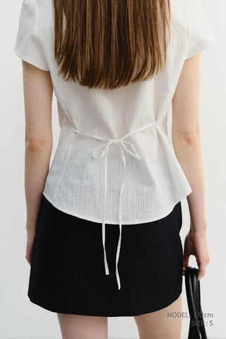 VINTAGE CAP SLEEVE SLIM SHIRT WHITE STRIPE