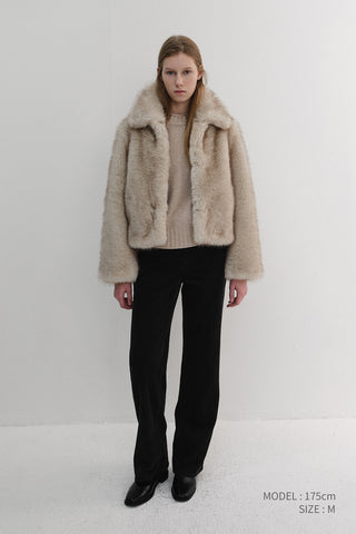 [SULLYOON PICK] CROPPED FUR JACKET GREYISH BEIGE