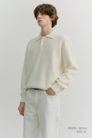 UNISEX CASHMERE COLLARED SWEATER IVORY