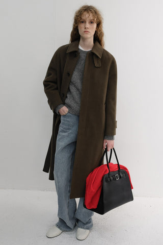 UNISEX BELTED CASHMERE MAC COAT MOCHA BROWN