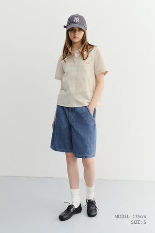 UNISEX LINEN DENIM SHORTS CLASSIC BLUE