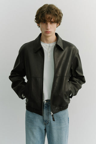 UNISEX DRIZZLER LEATHER JACKET BLACK
