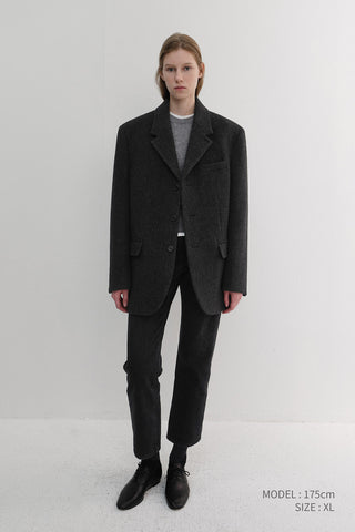 UNISEX 3 BUTTON WOOL BLAZER CHARCOAL GREY