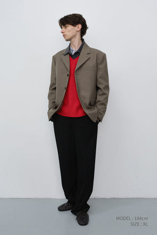 UNISEX CASHMERE V-NECK SWEATER RED