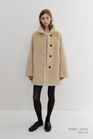 FLUFFY FUR JACKET CREAM BEIGE