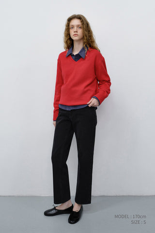 UNISEX CASHMERE V-NECK SWEATER RED