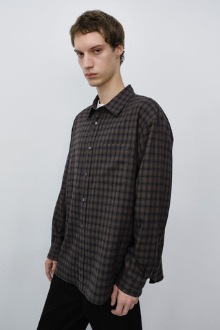UNISEX CHECKED FLANNEL SHIRT KHAKI