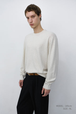 UNISEX ESSENTIAL CREWNECK SWEATER MELANGE IVORY