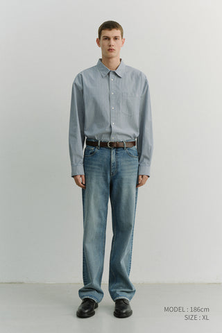 UNISEX 2-WAY OVERSIZED STRIPED SHIRT BLUE STRIPE