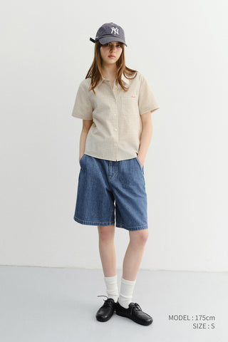 UNISEX LINEN DENIM SHORTS CLASSIC BLUE