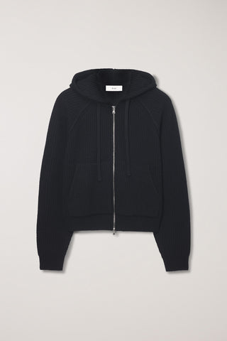 UNISEX HOODED KNIT CARDIGAN BLACK