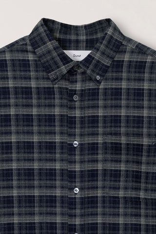 UNISEX CHECKED FLANNEL BD SHIRT NAVY GREY