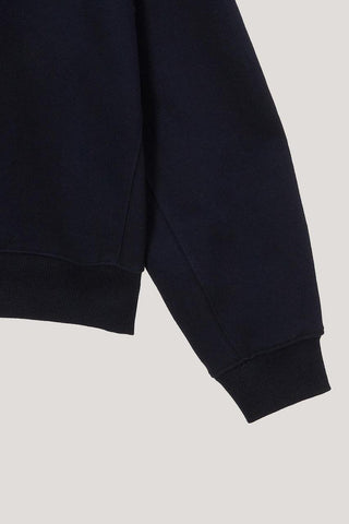 UNISEX LEATHER LOGO HALF ZIP-UP SWEATSHIRT FRENCH NAVY