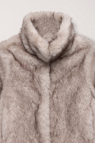 [SULLYOON PICK] CROPPED FUR JACKET GREYISH BEIGE