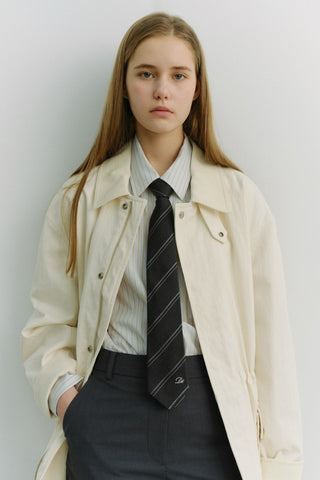 STRIPED TIE CHARCOAL GREY