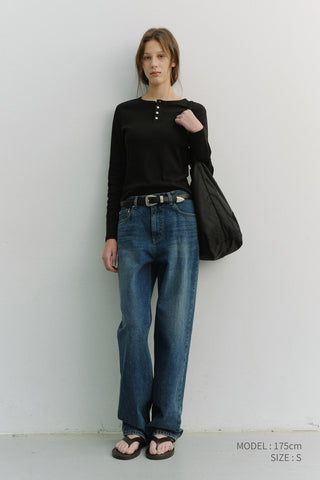 UNISEX HENLEY-NECK T-SHIRT BLACK